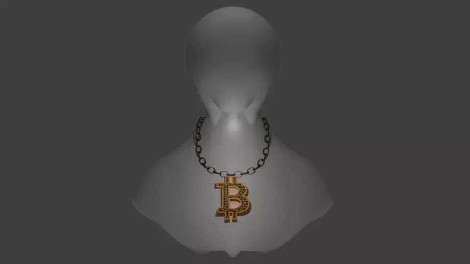 Bitcoin Necklace 3D model_0