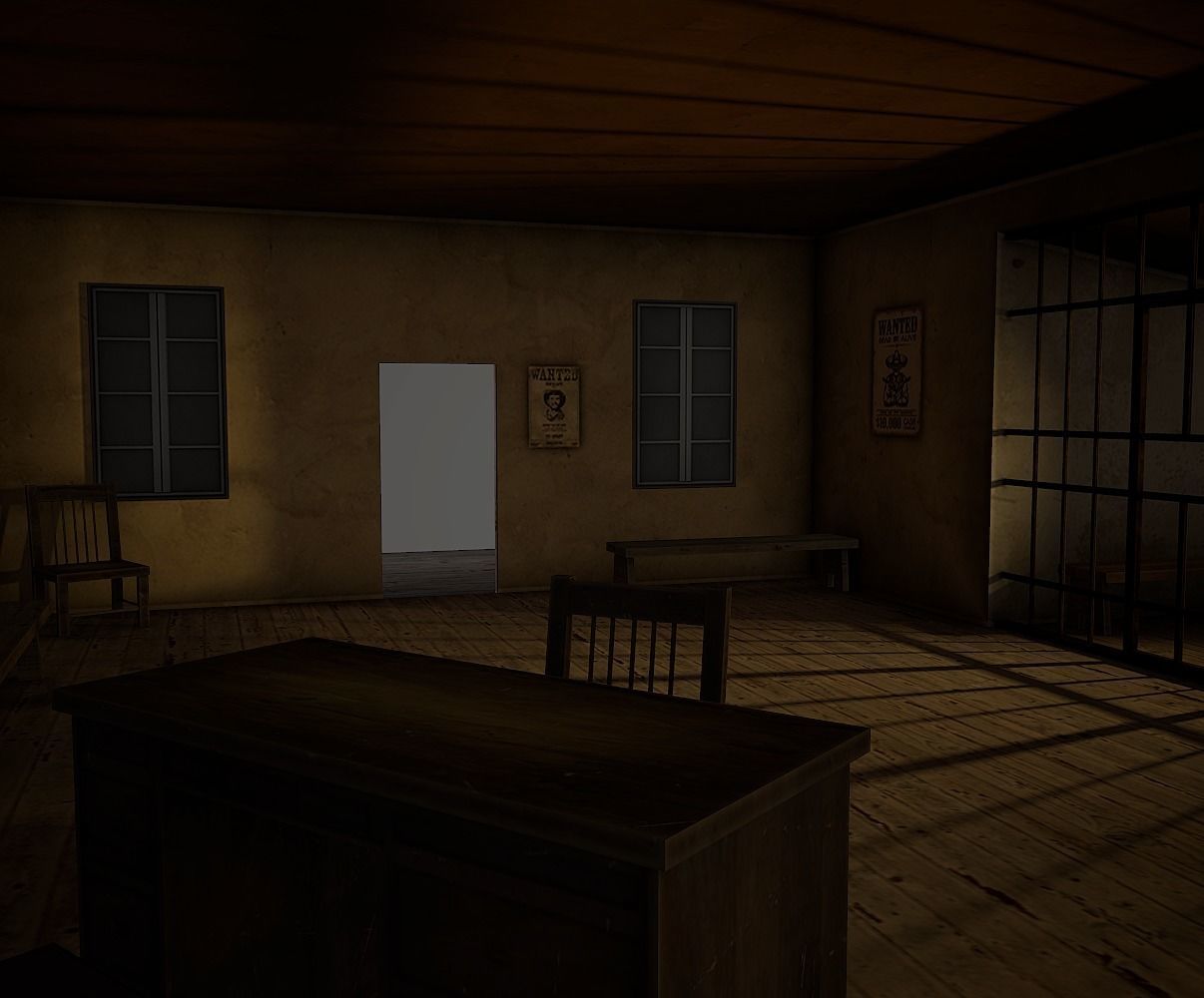 Sheriff Building Low Poly Mobile Ready Low-poly 3D model_11