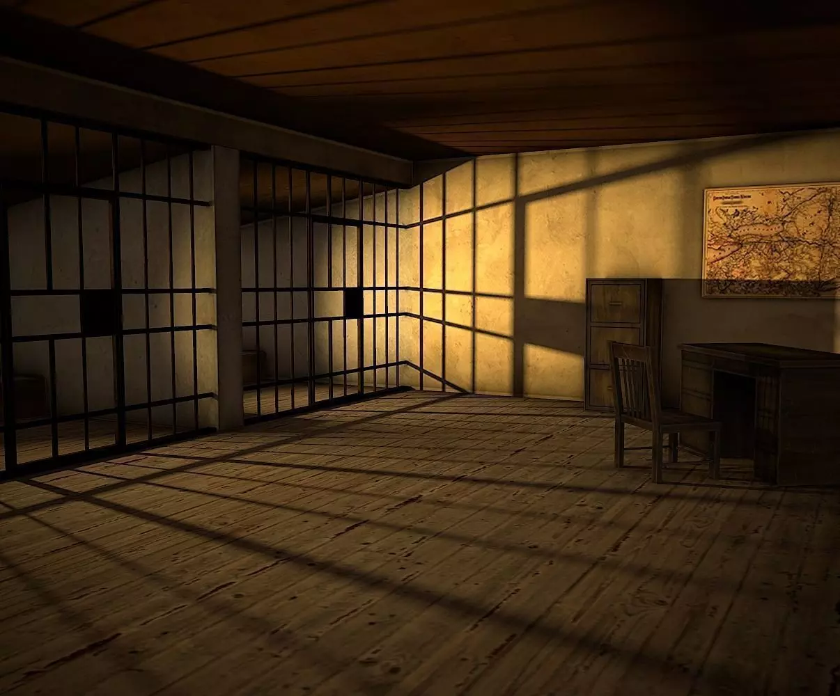 Sheriff Building Low Poly Mobile Ready Low-poly 3D model_0