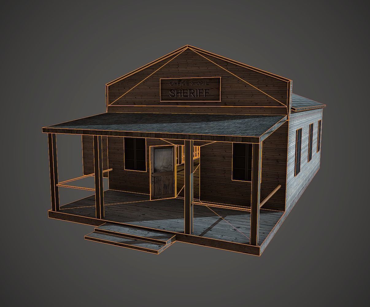 Sheriff Building Low Poly Mobile Ready Low-poly 3D model_15