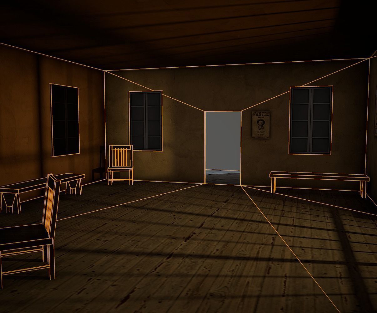 Sheriff Building Low Poly Mobile Ready Low-poly 3D model_12