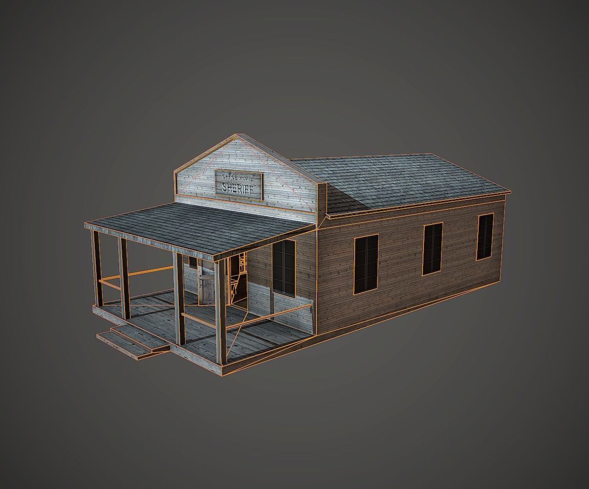 Sheriff Building Low Poly Mobile Ready Low-poly 3D model_14