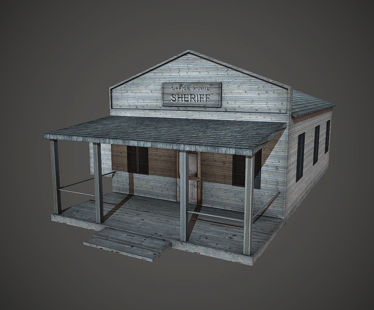 Sheriff Building Low Poly Mobile Ready Low-poly 3D model_2