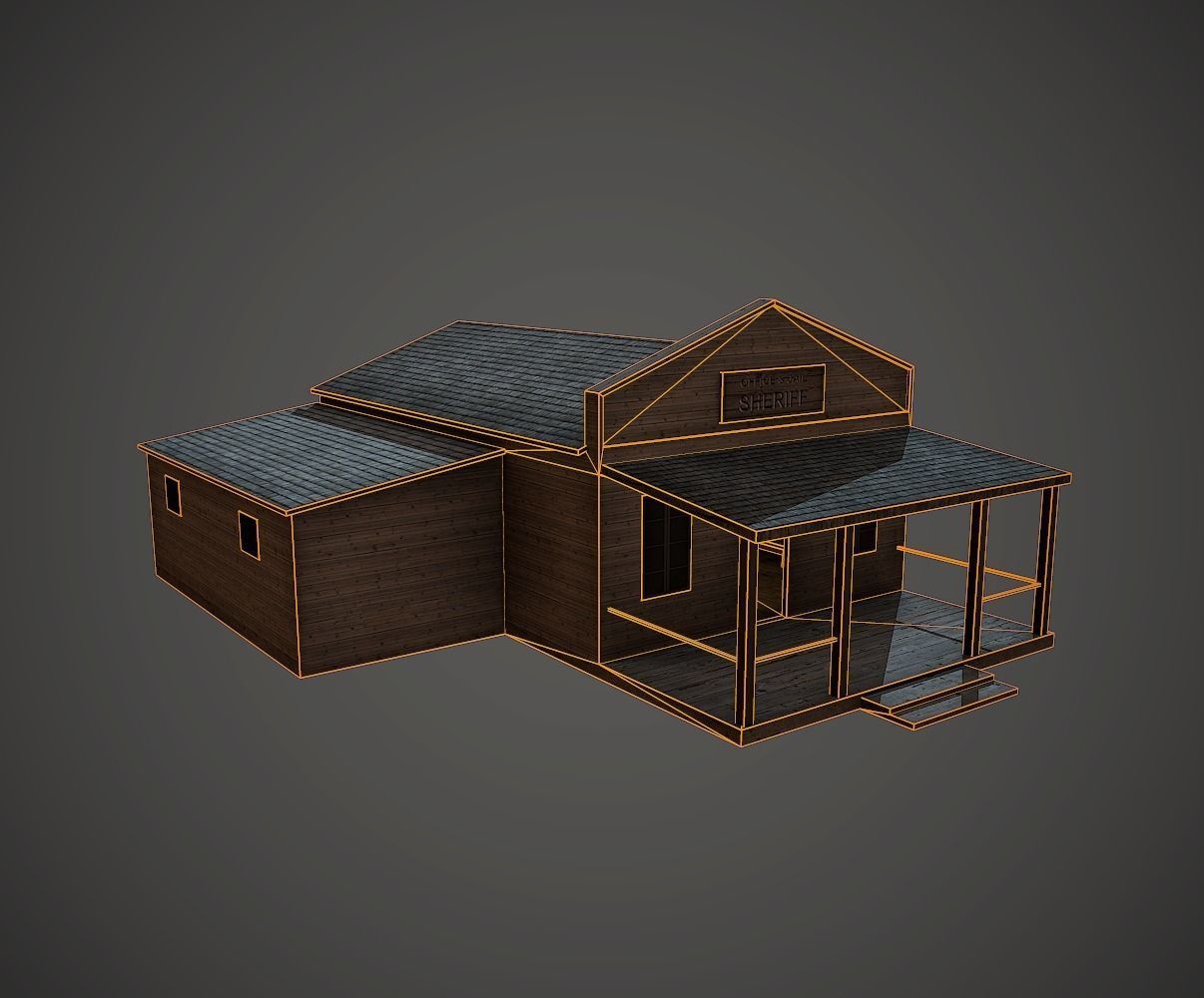 Sheriff Building Low Poly Mobile Ready Low-poly 3D model_13