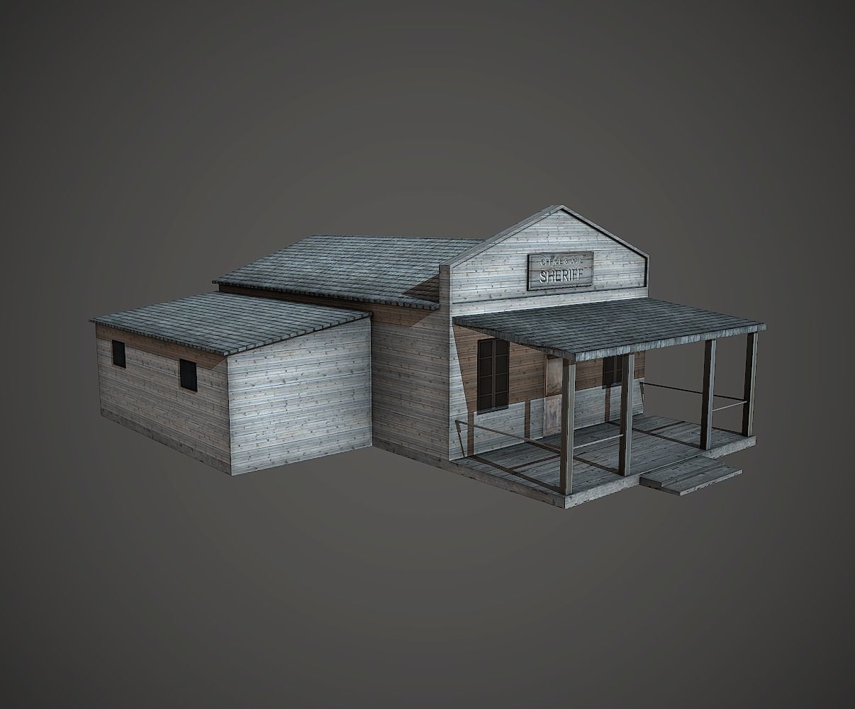 Sheriff Building Low Poly Mobile Ready Low-poly 3D model_3
