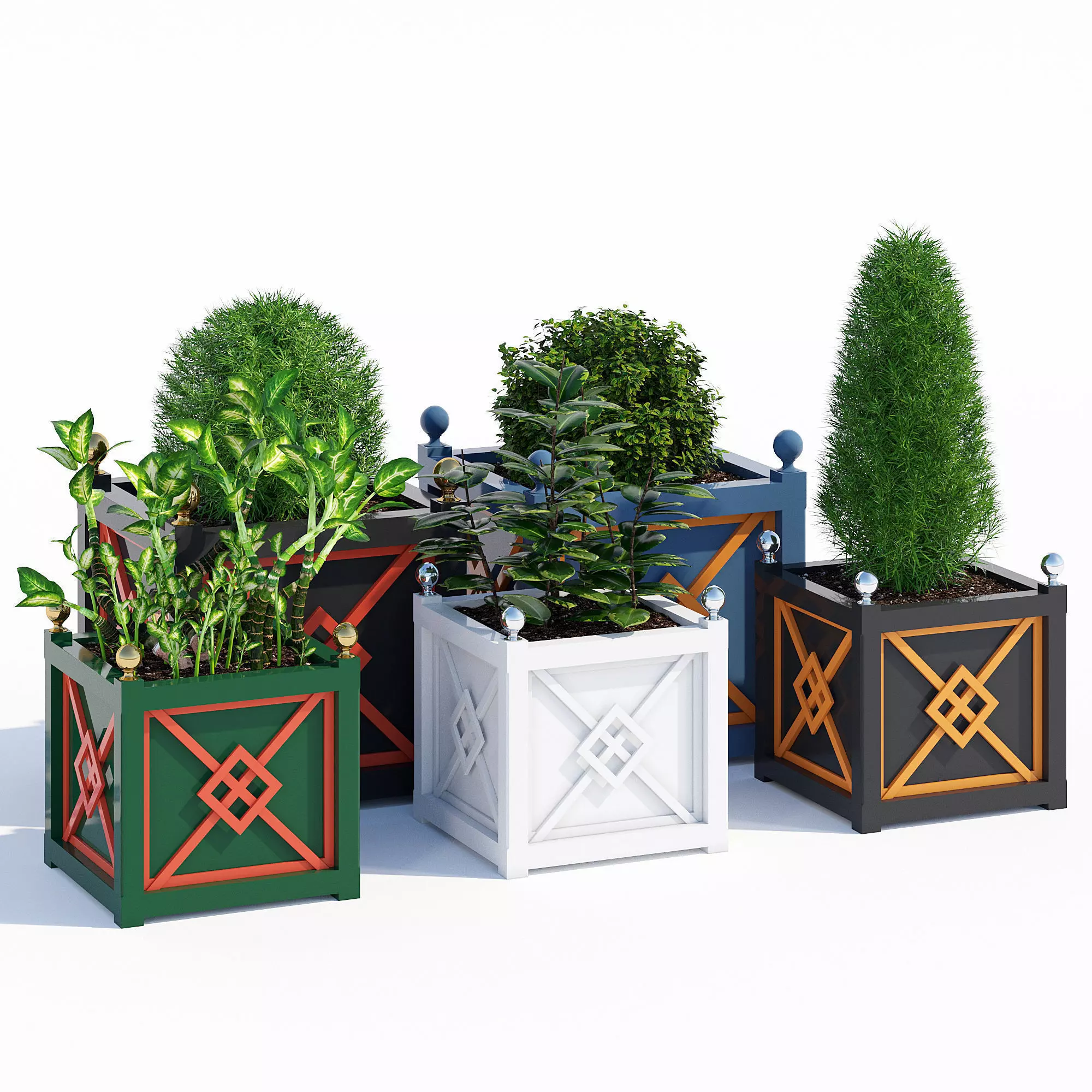 Asian planters 3D model