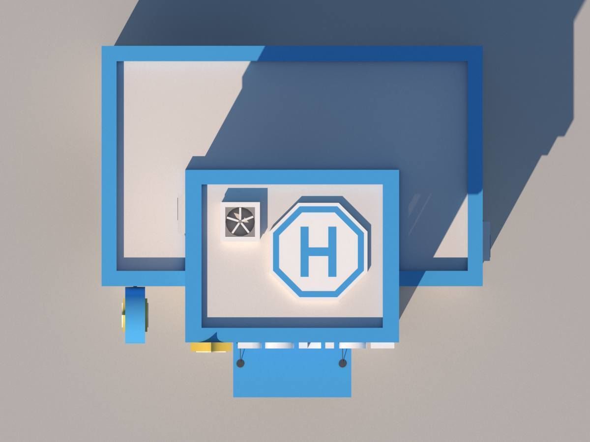 Cartoon Low Poly Police Station Building Low-poly 3D model_3