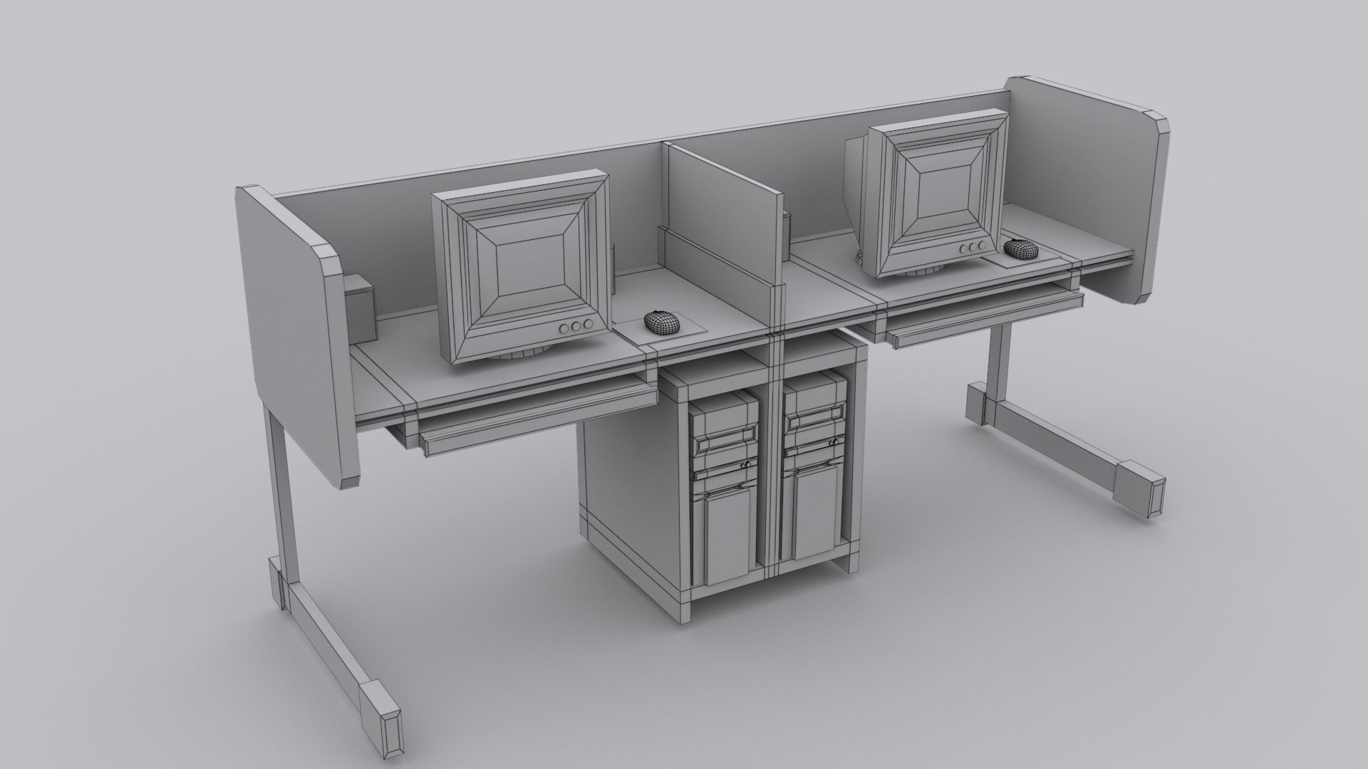 computer table  Low-poly 3D model_2