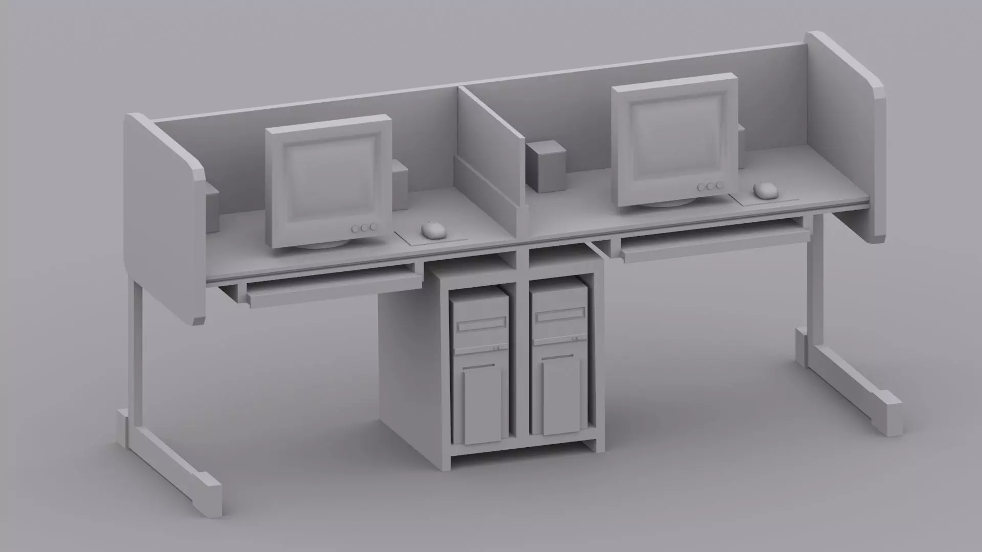 computer table  Low-poly 3D model_0