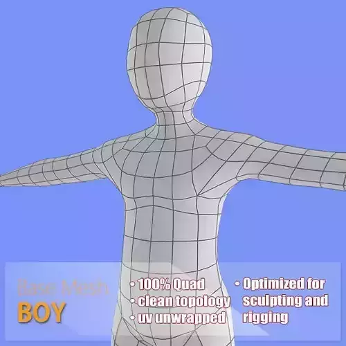Boy Base Mash Low-poly 3D model