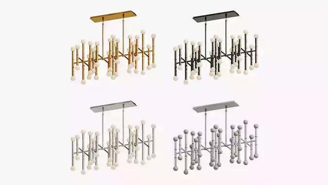 Chandelier meurice rectangular jonathan adler designed  3D model