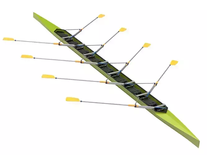 Eight Men Rowing Boat 3D model