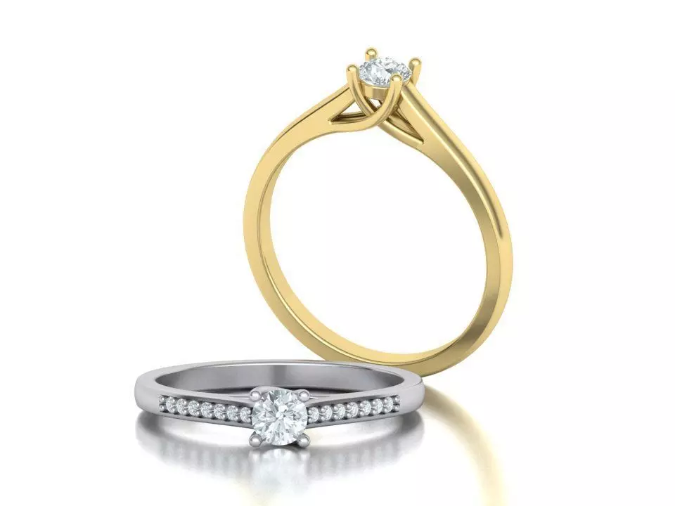 Engagement solitaire 4 prong ring own design 0159 3D print model