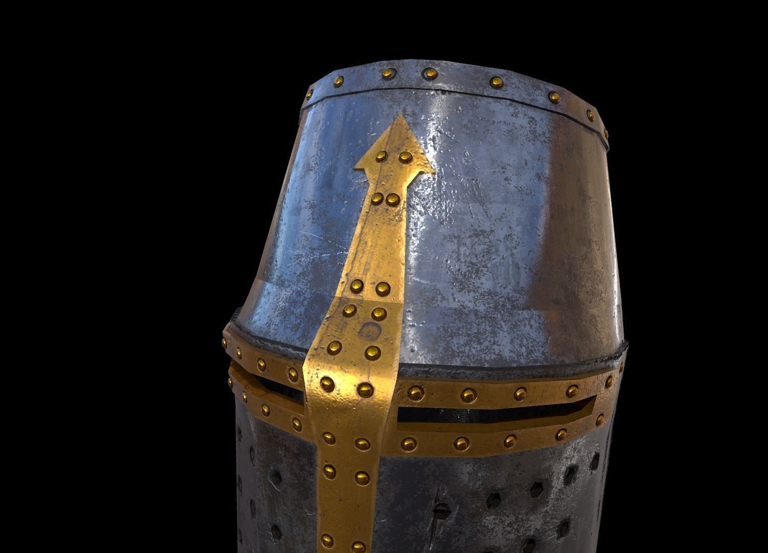 HIE Medieval Knight Helmet D190104 Low-poly 3D model_9