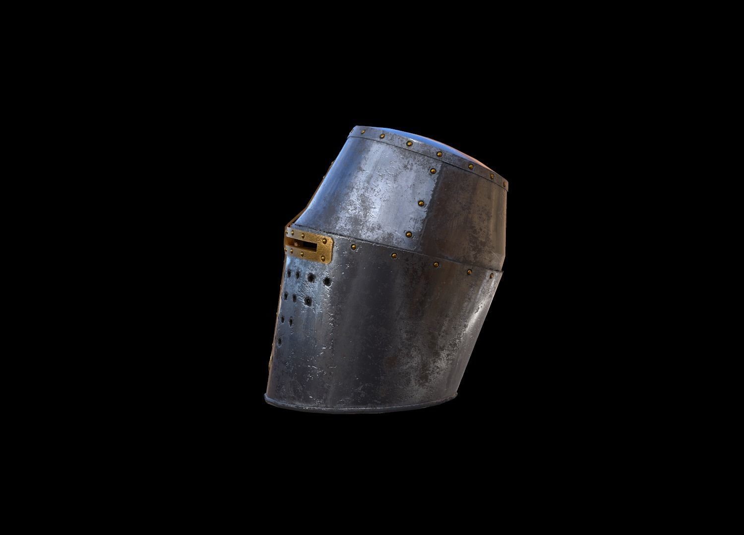 HIE Medieval Knight Helmet D190104 Low-poly 3D model_8
