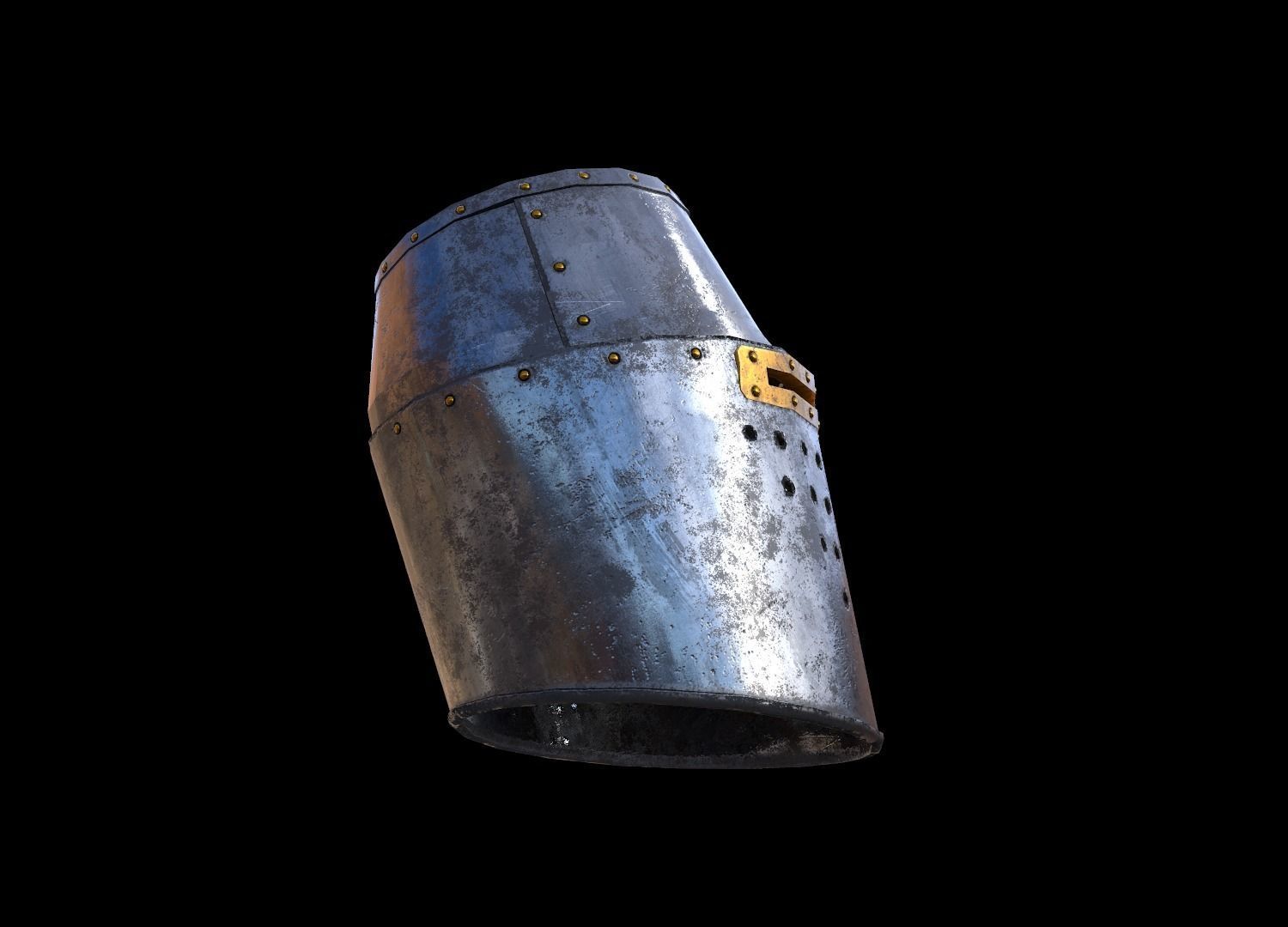HIE Medieval Knight Helmet D190104 Low-poly 3D model_5
