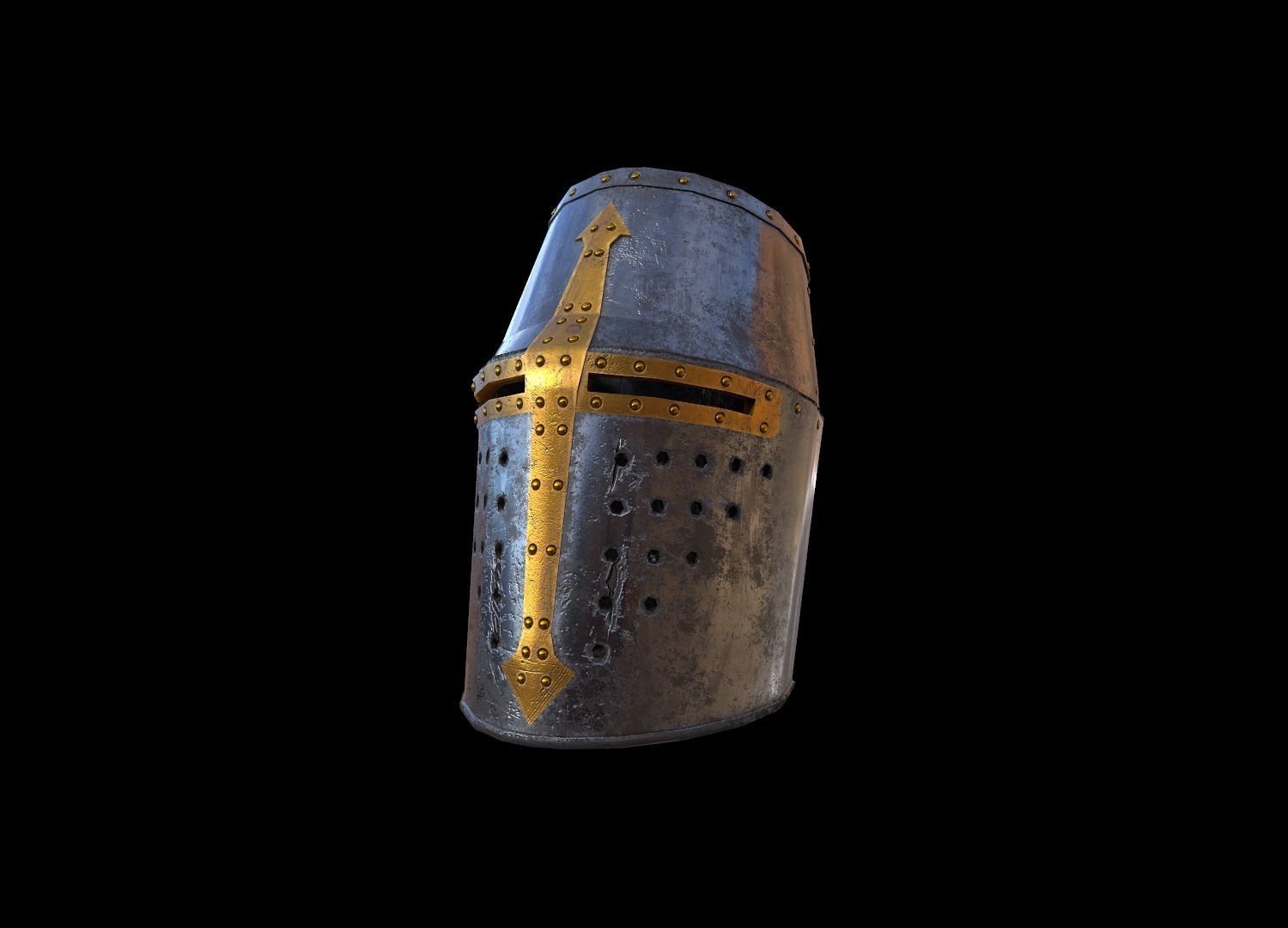 HIE Medieval Knight Helmet D190104 Low-poly 3D model_4