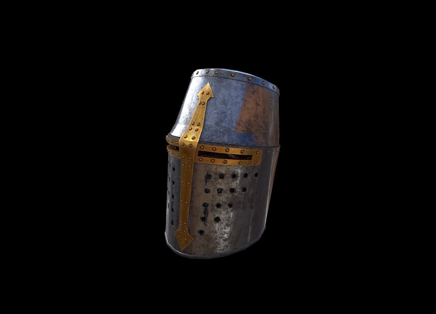 HIE Medieval Knight Helmet D190104 Low-poly 3D model_10