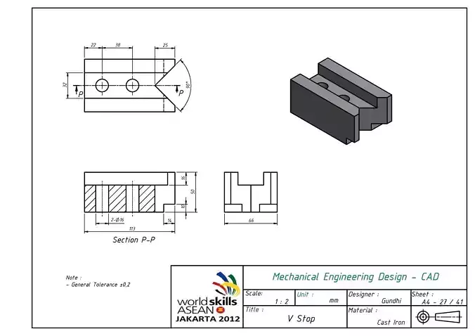 V Stop design for metal engineering strip
