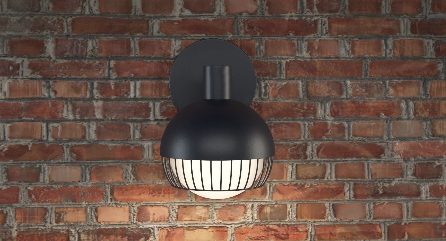 Cage Matte Black Sconce Low-poly 3D model_2