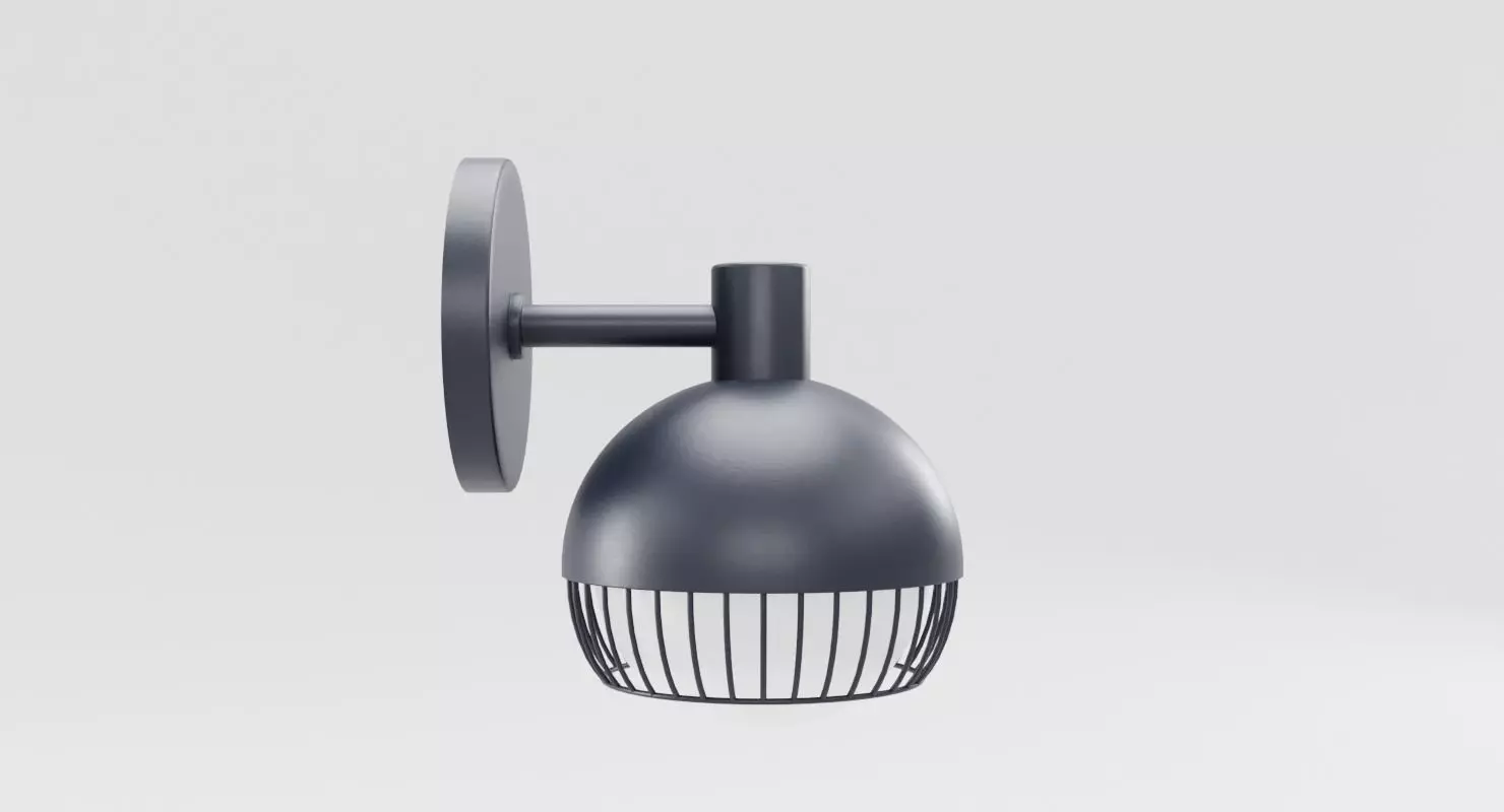 Cage Matte Black Sconce Low-poly 3D model_0