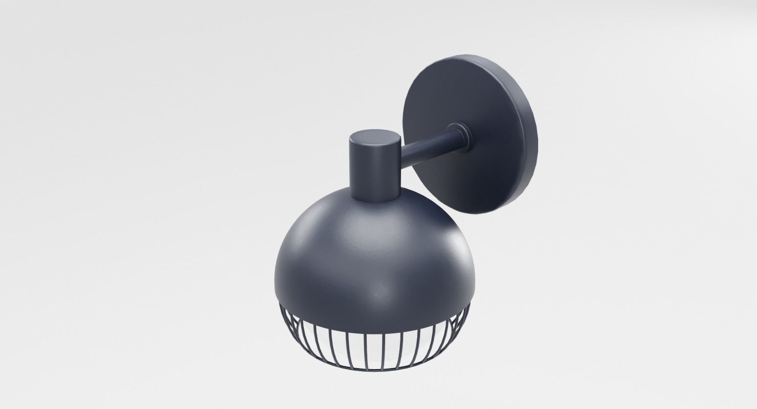 Cage Matte Black Sconce Low-poly 3D model_7