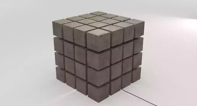 Lamp of Granite Cube Low-poly 3D model