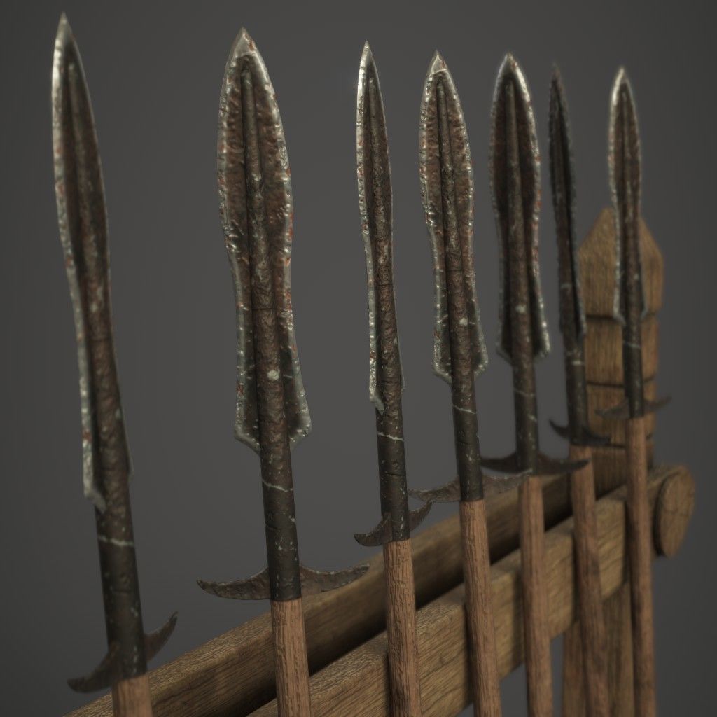 Spear Rack Low-poly 3D model_6