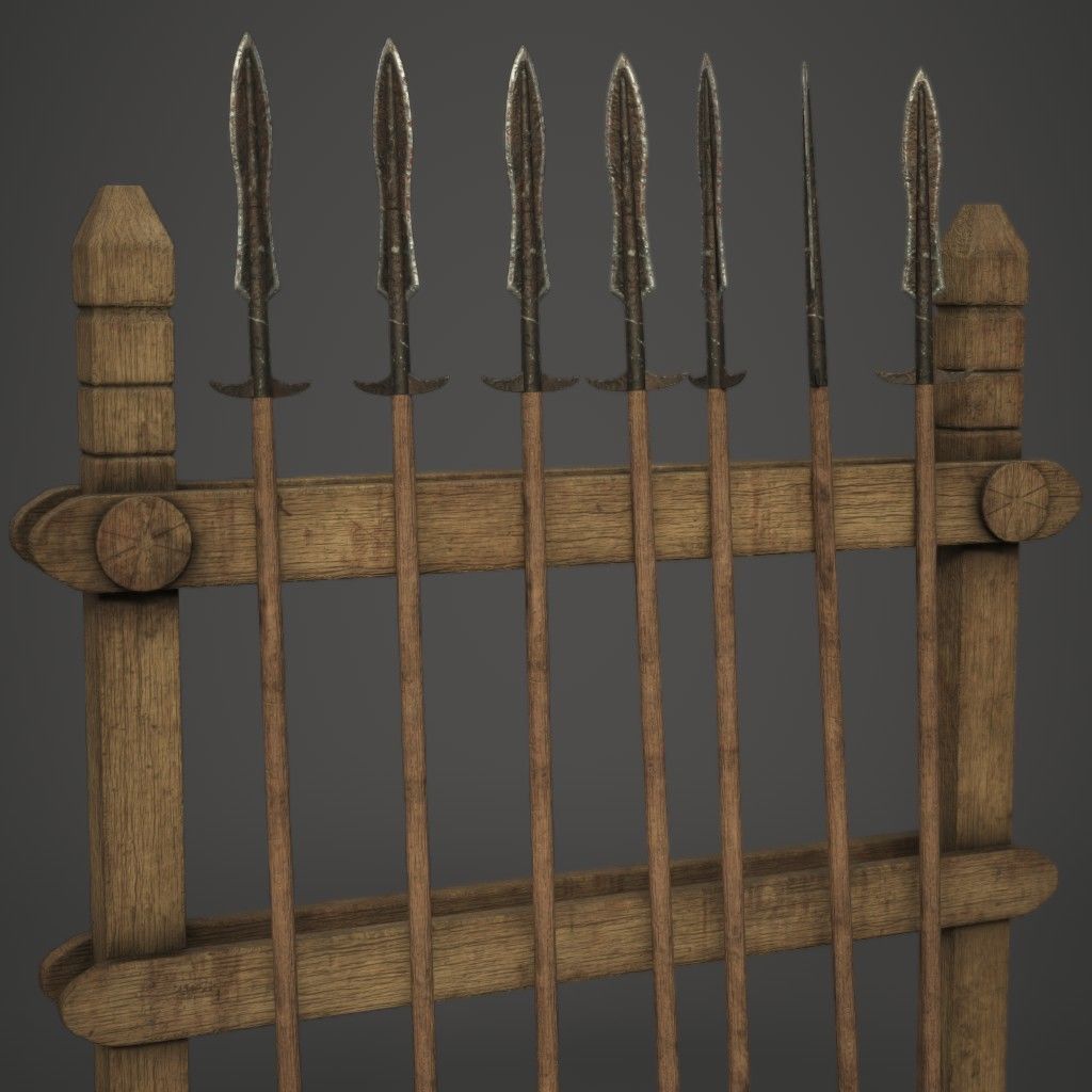 Spear Rack Low-poly 3D model_4