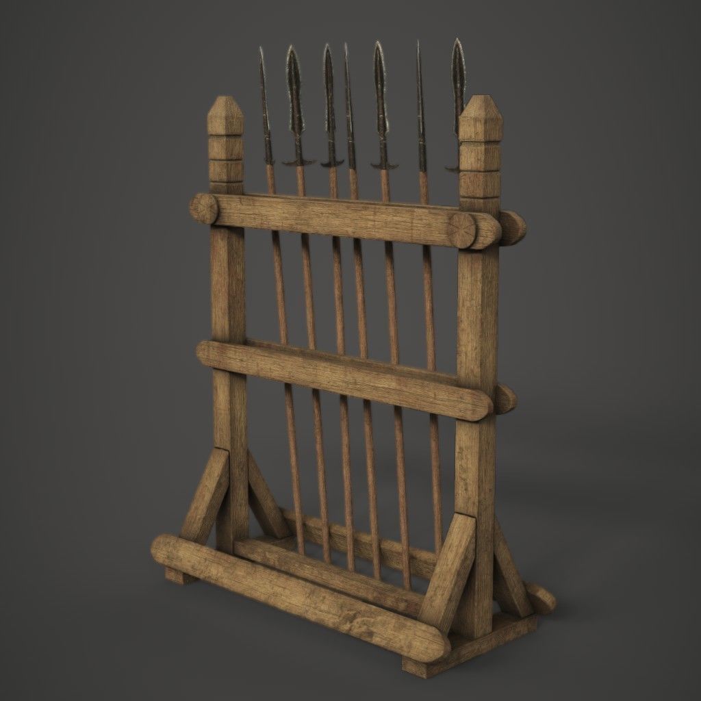 Spear Rack Low-poly 3D model_2