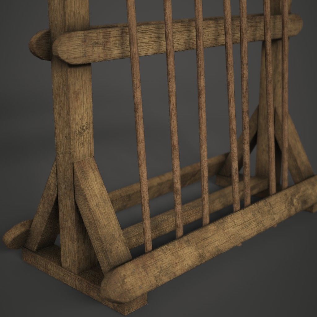 Spear Rack Low-poly 3D model_5