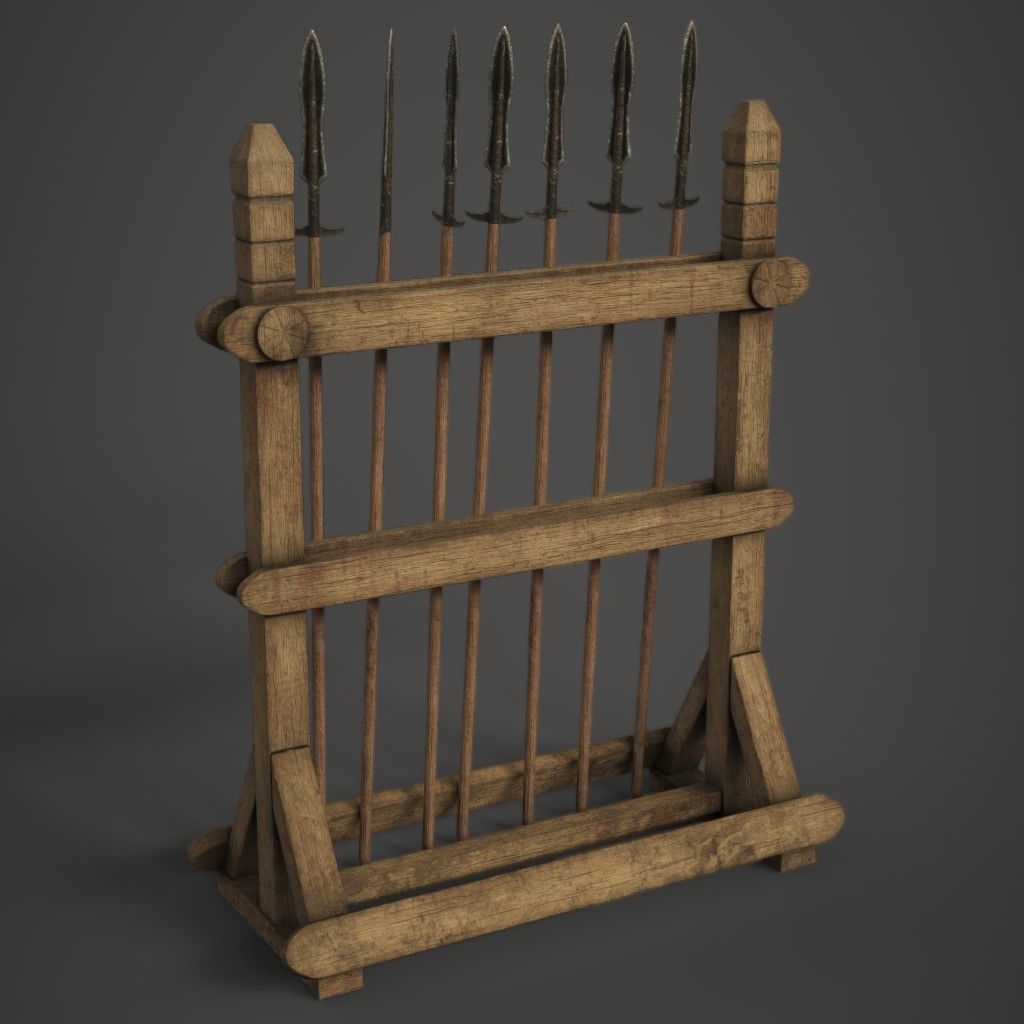 Spear Rack Low-poly 3D model_3