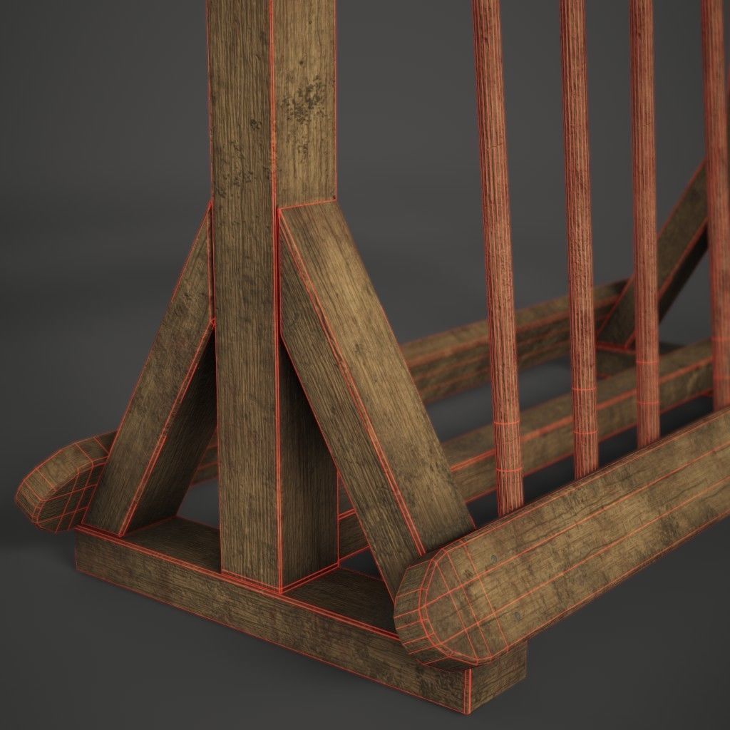 Spear Rack Low-poly 3D model_9