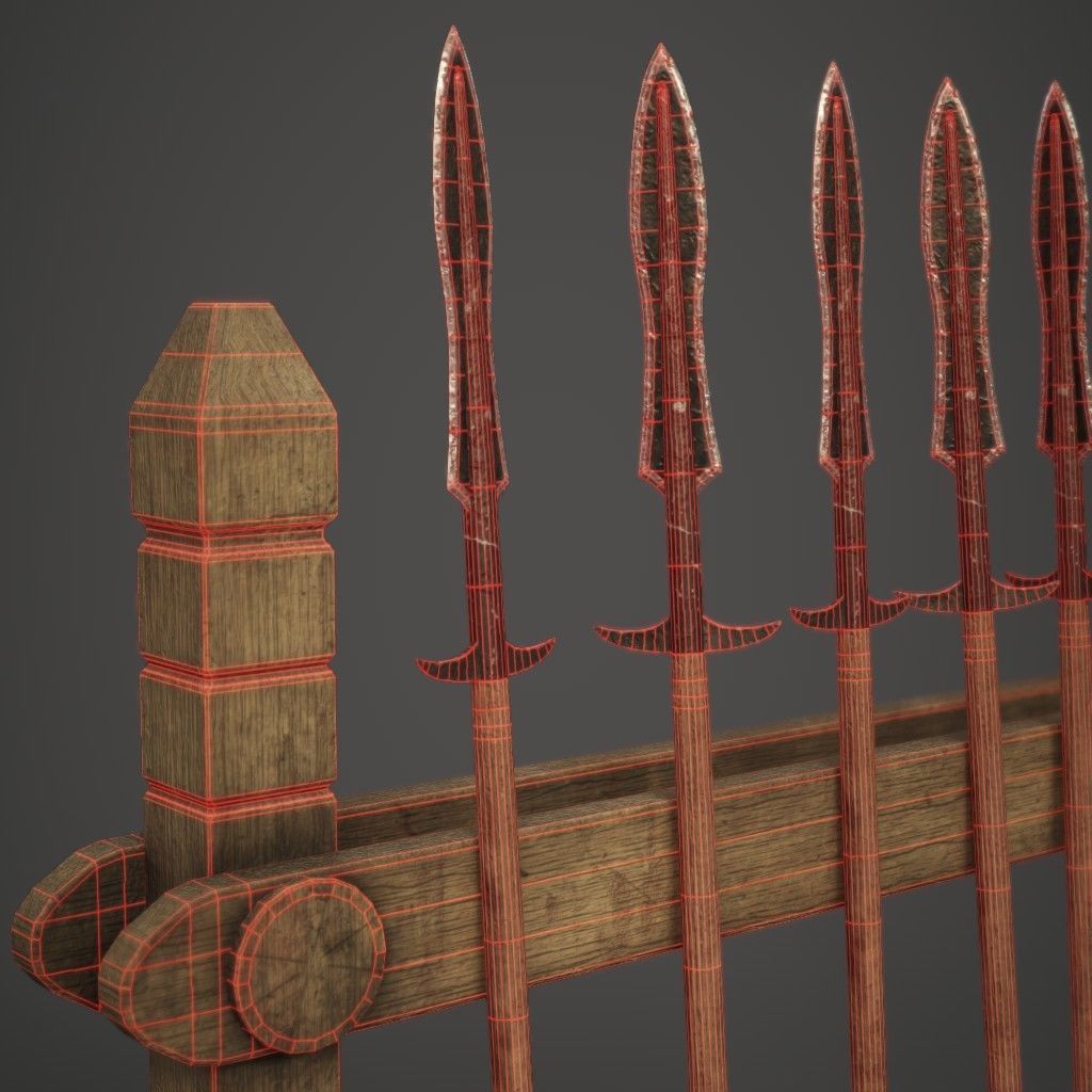 Spear Rack Low-poly 3D model_8