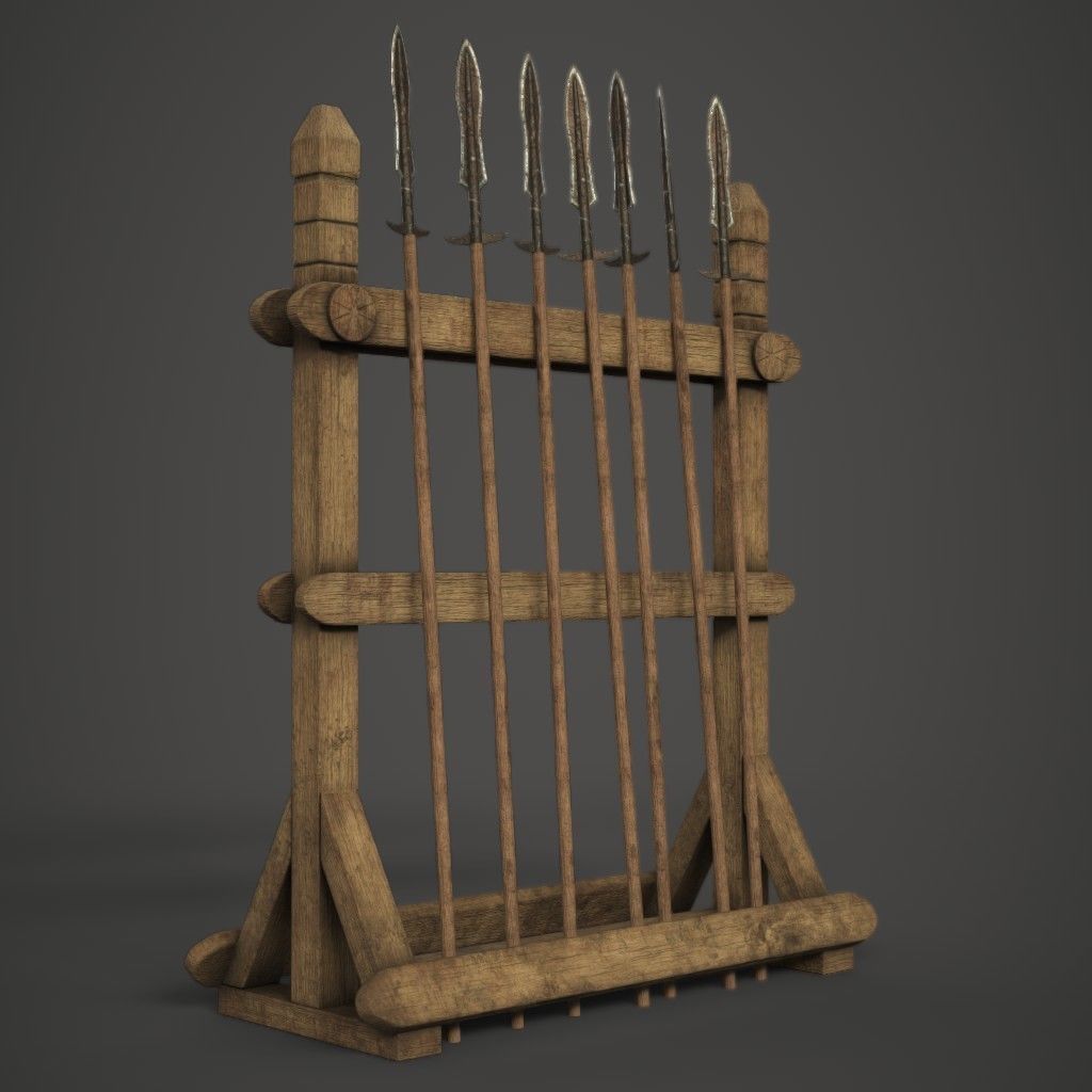 Spear Rack Low-poly 3D model_1