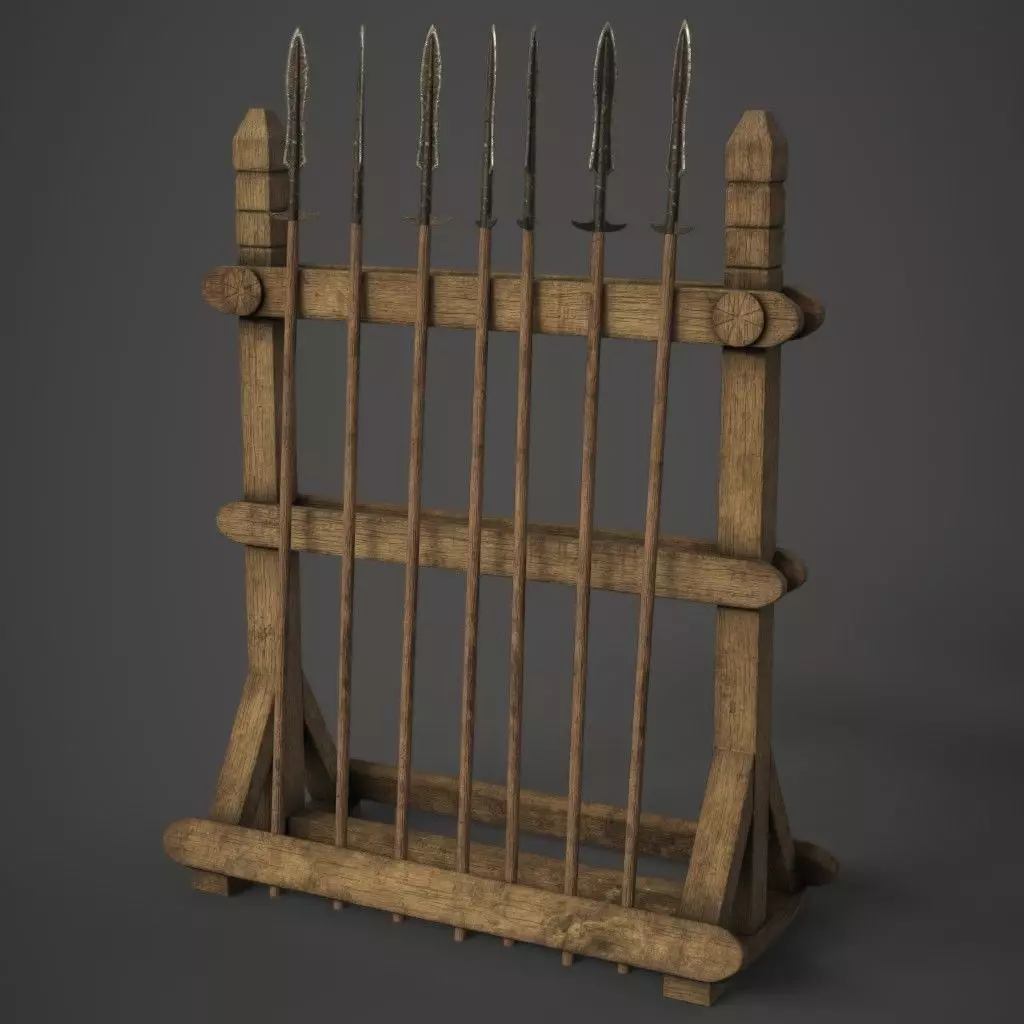 Spear Rack Low-poly 3D model_0