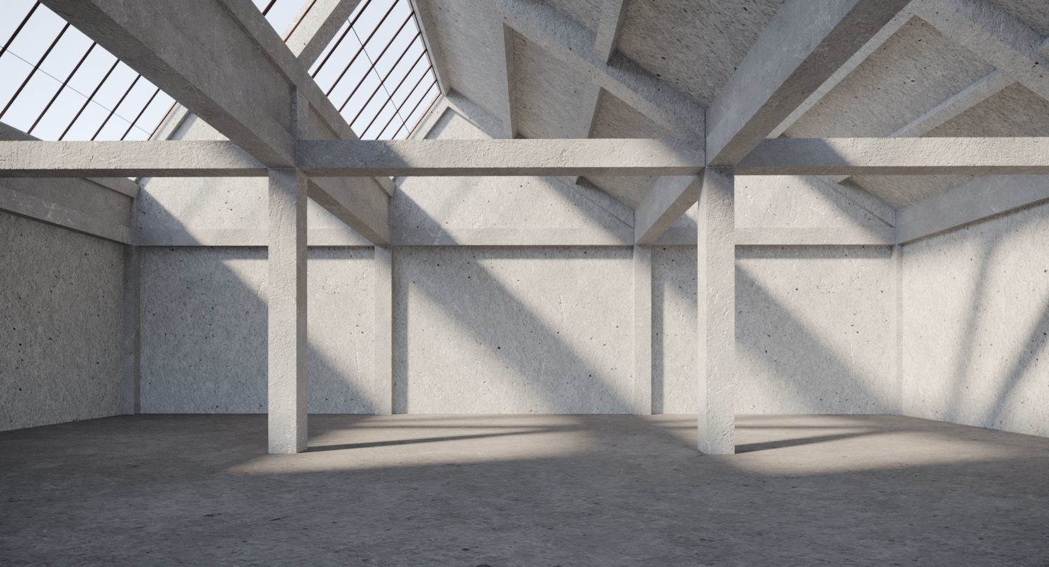 Warehouse Conrete Scene Interior 3D model_5