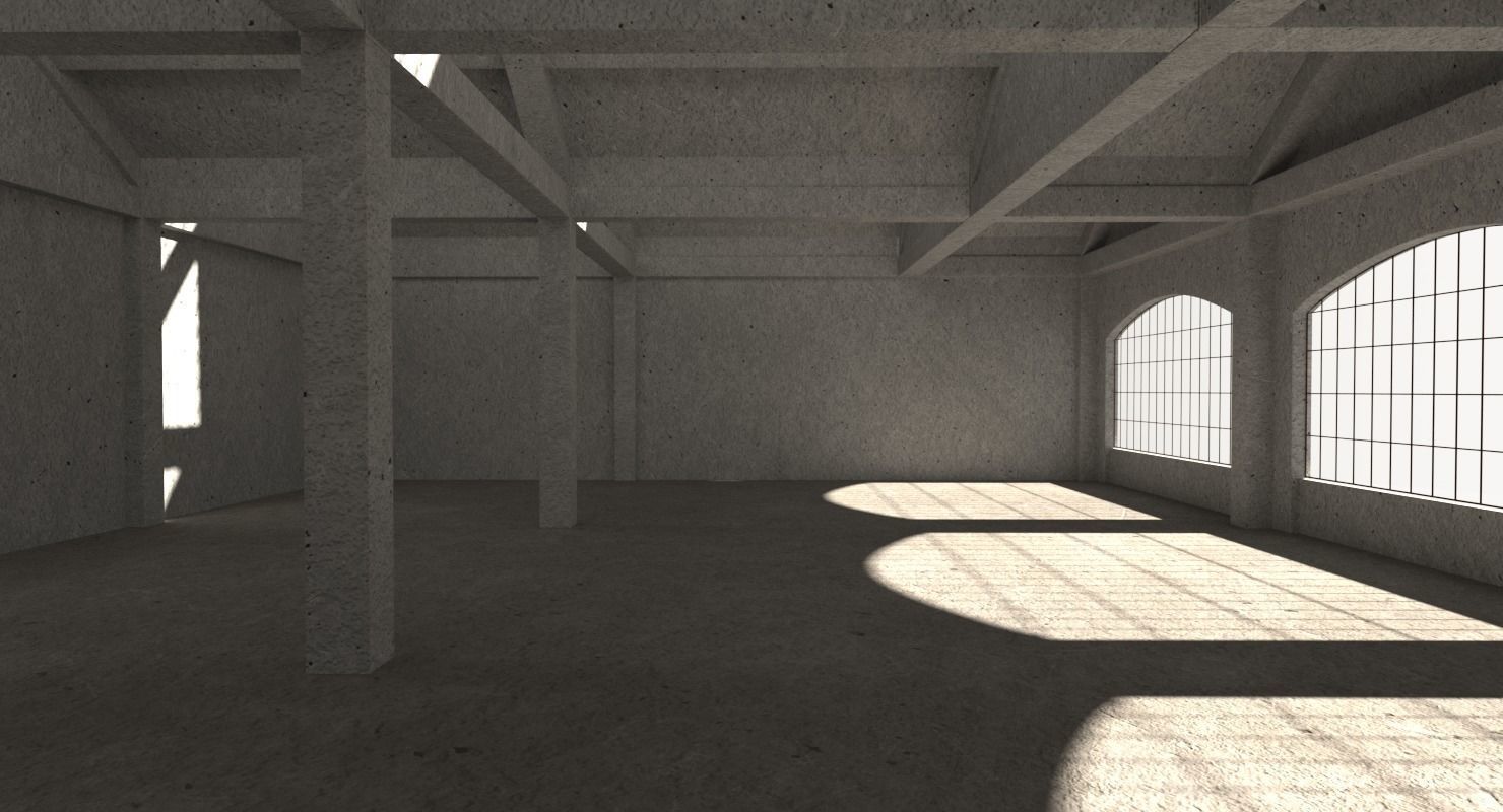 Warehouse Conrete Scene Interior 3D model_8