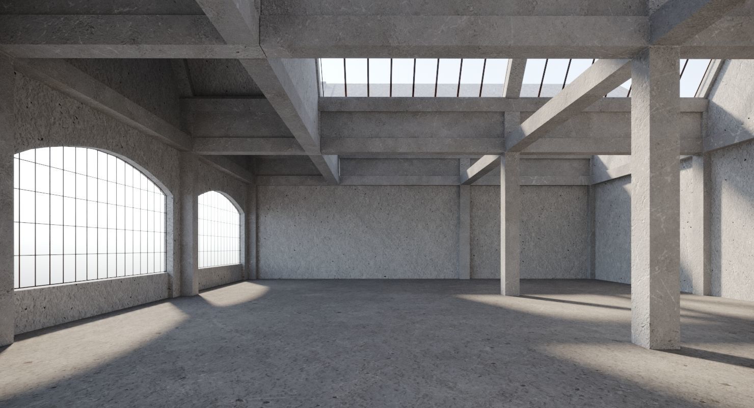 Warehouse Conrete Scene Interior 3D model_3