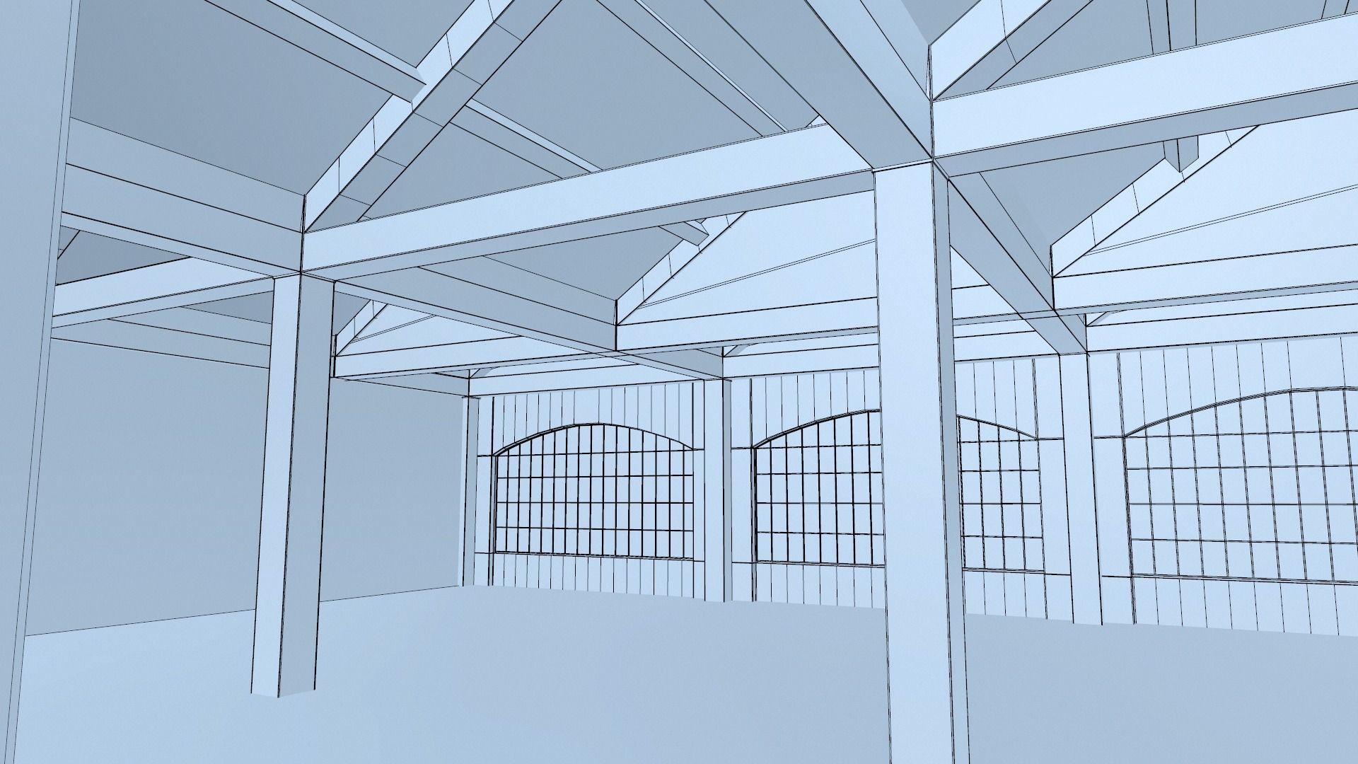 Warehouse Conrete Scene Interior 3D model_27