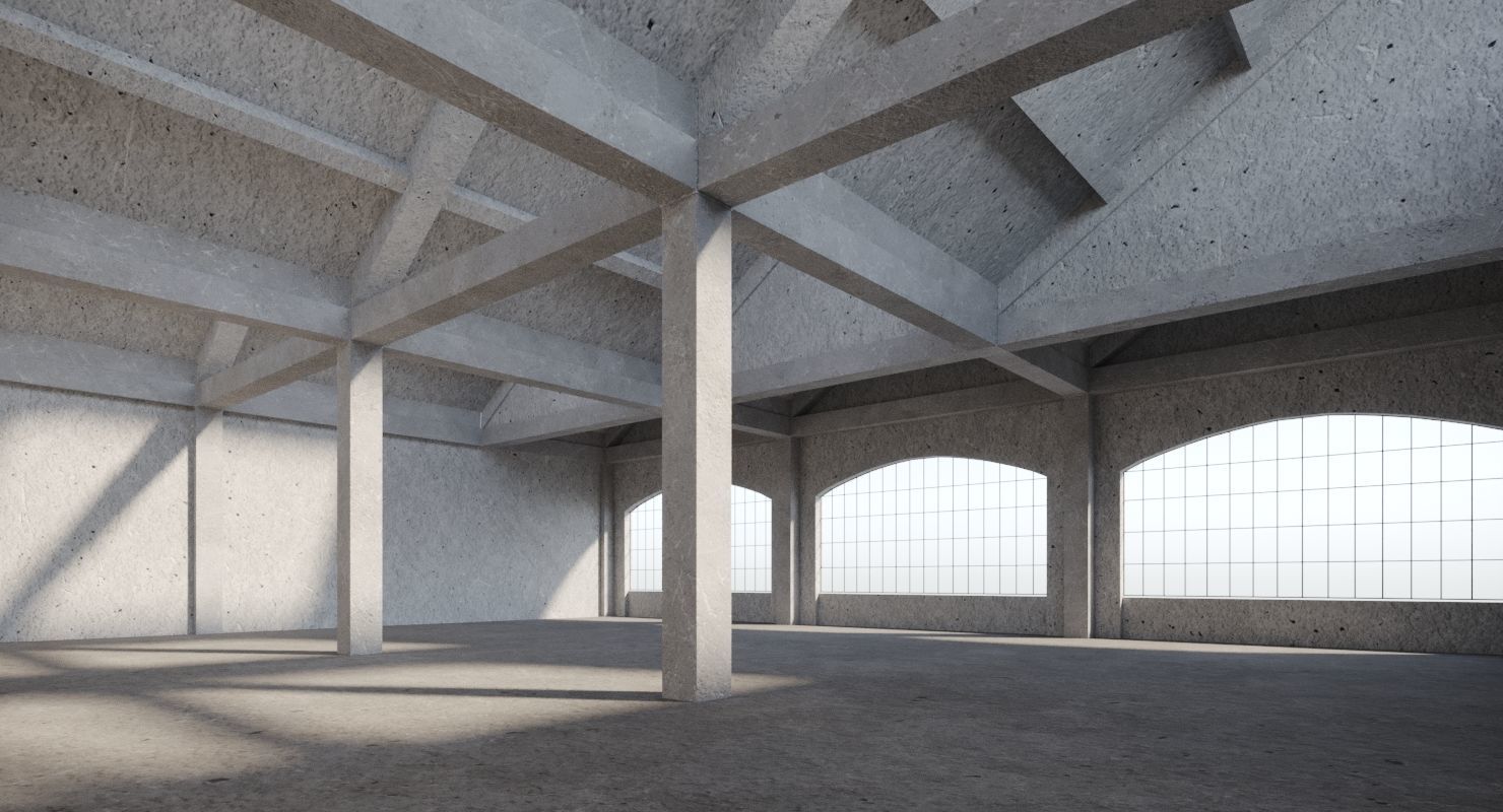 Warehouse Conrete Scene Interior 3D model_6