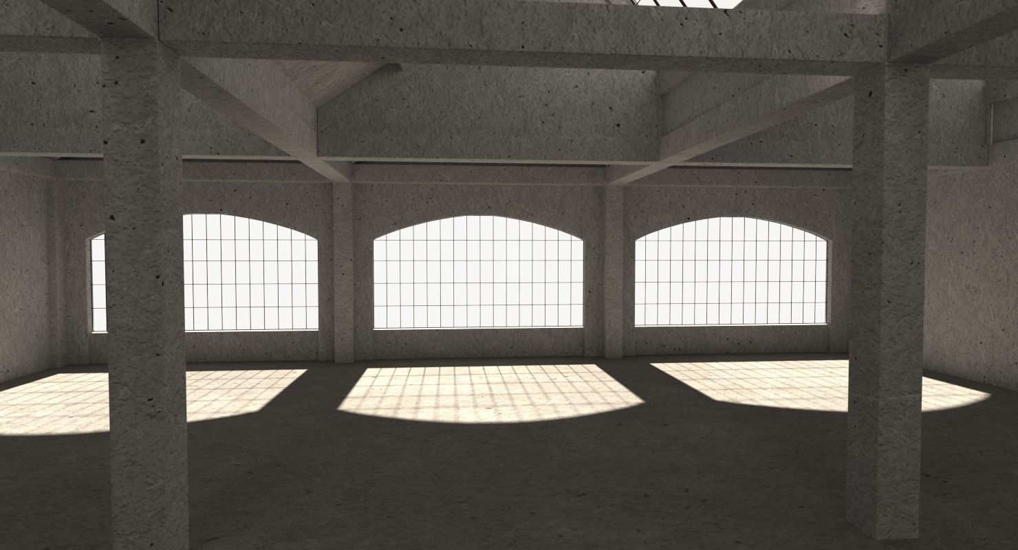 Warehouse Conrete Scene Interior 3D model_7