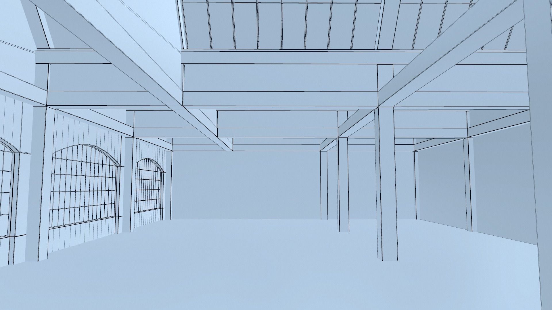 Warehouse Conrete Scene Interior 3D model_23