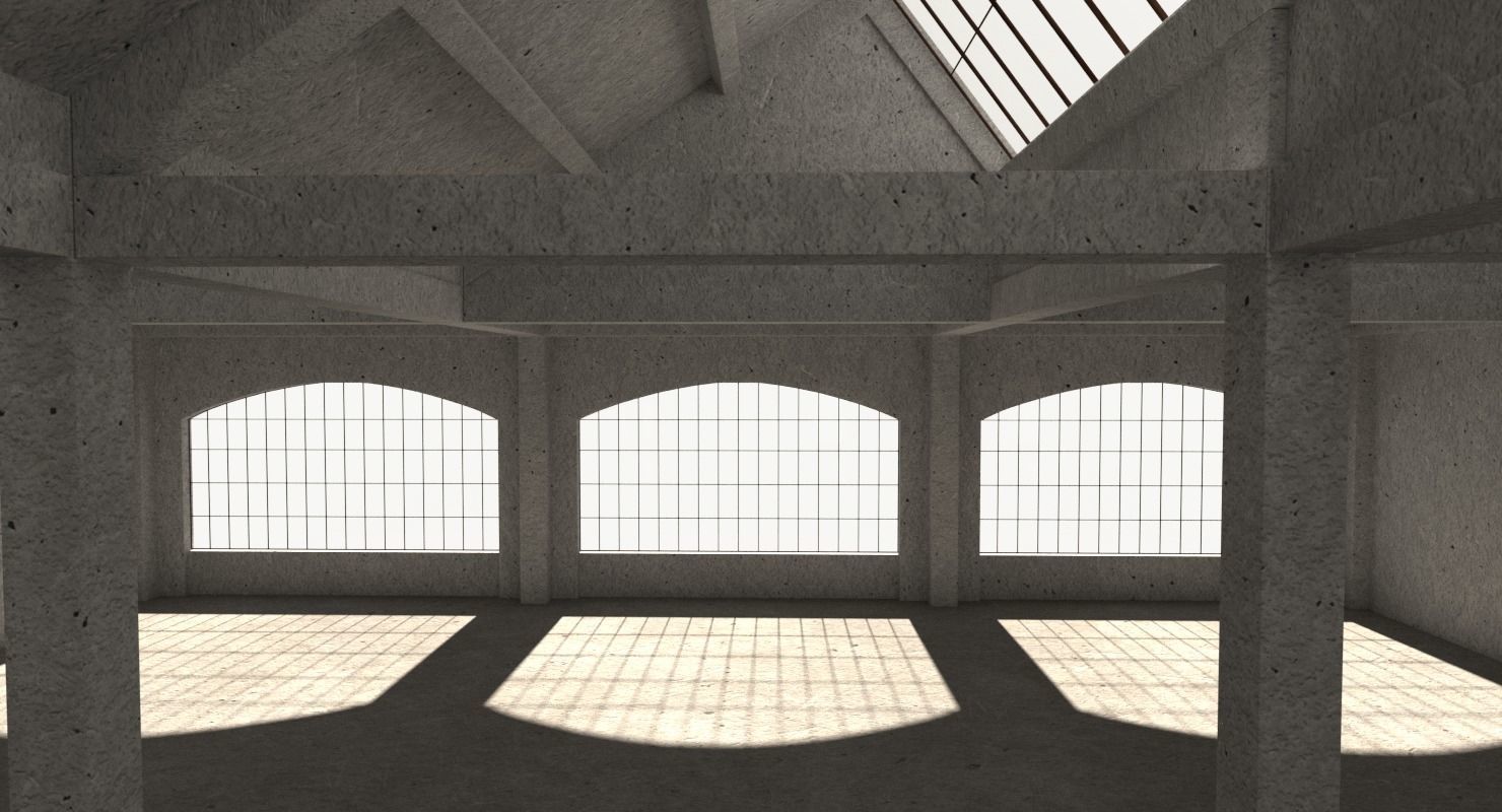 Warehouse Conrete Scene Interior 3D model_12
