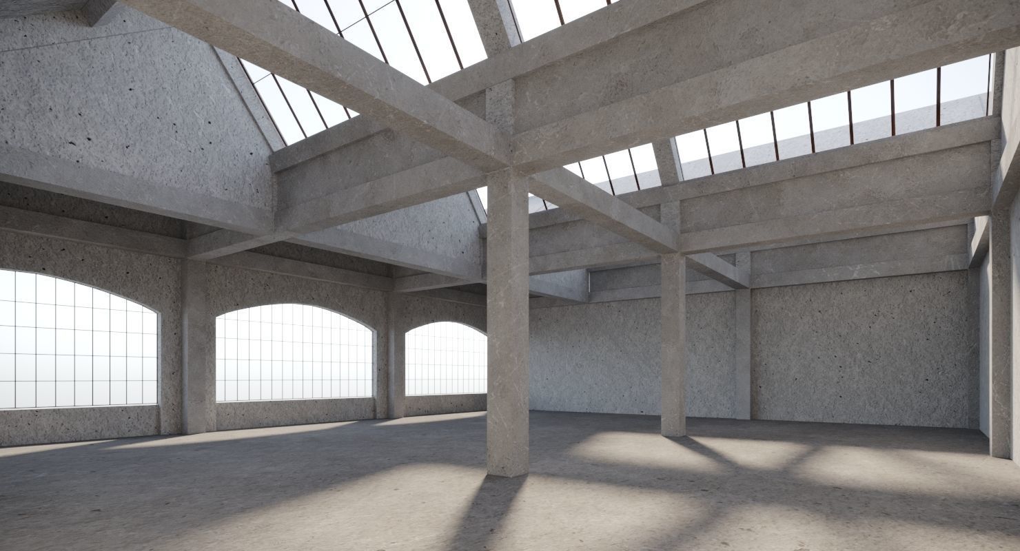 Warehouse Conrete Scene Interior 3D model_2