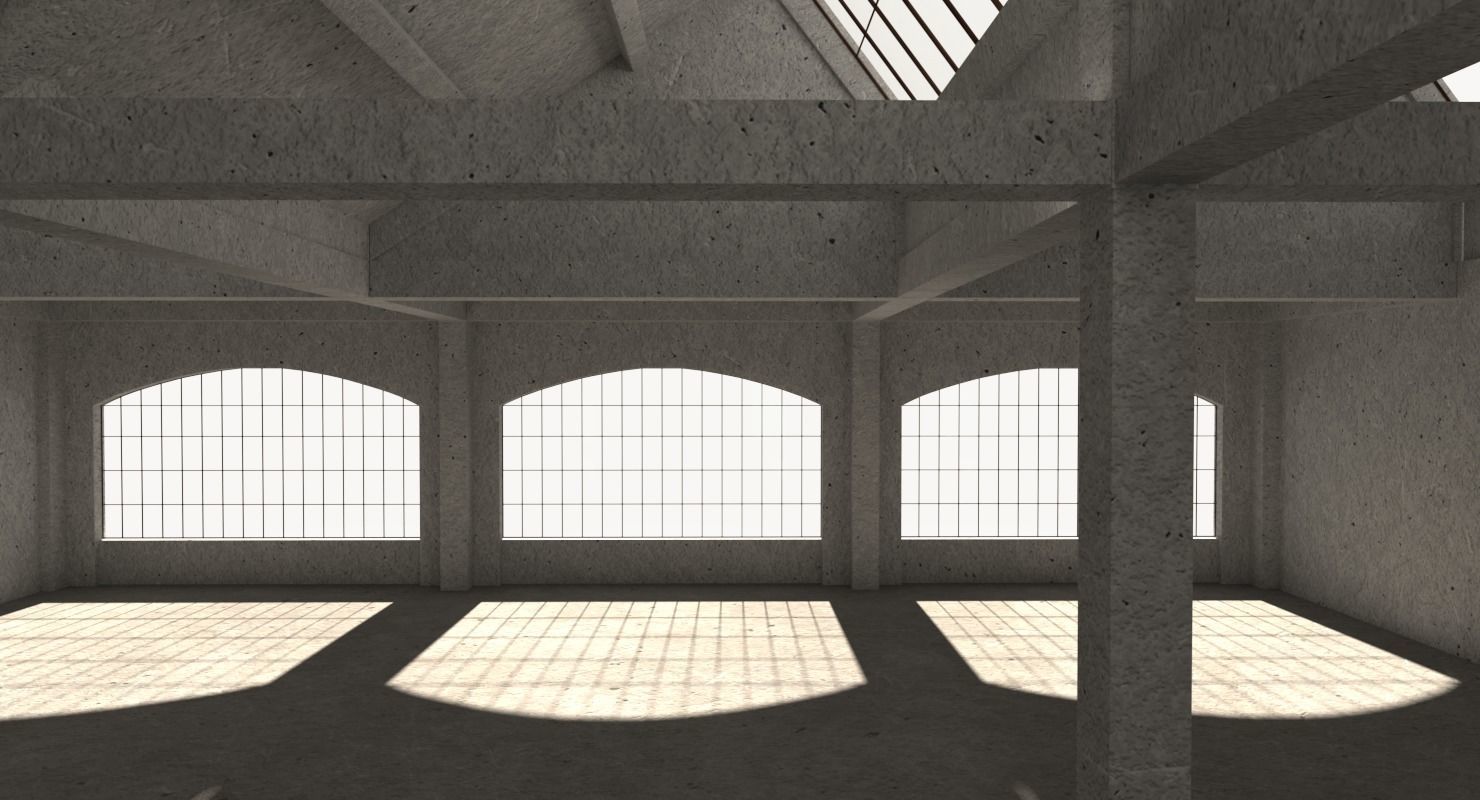 Warehouse Conrete Scene Interior 3D model_10