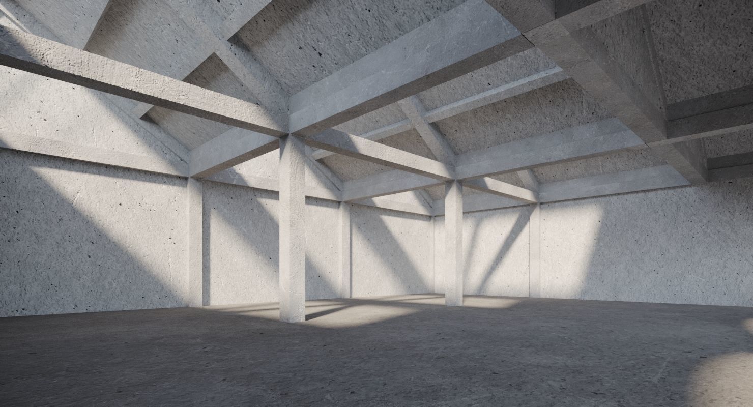 Warehouse Conrete Scene Interior 3D model_4