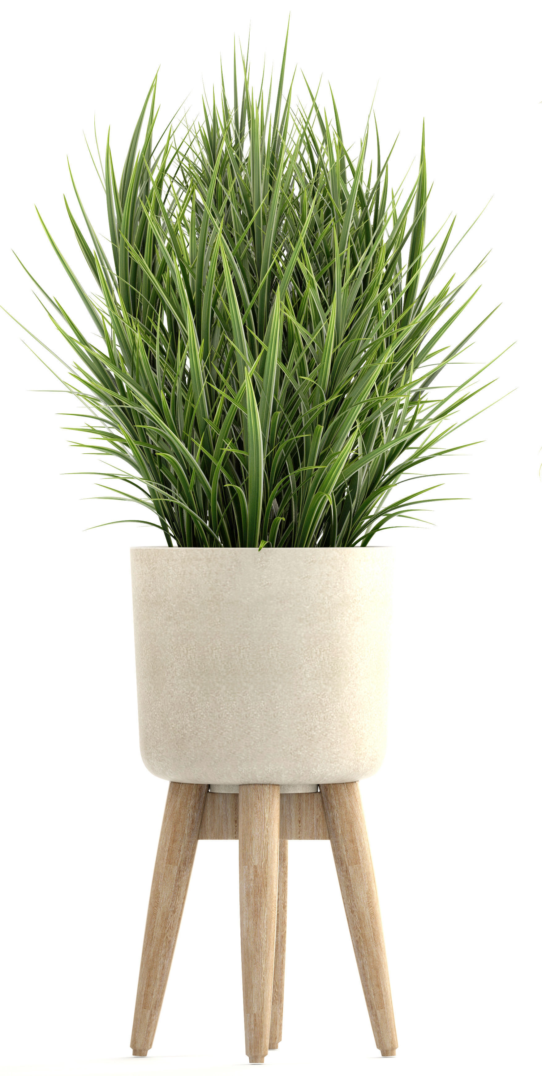 Collection plants plant in wooden pot 3D model_2