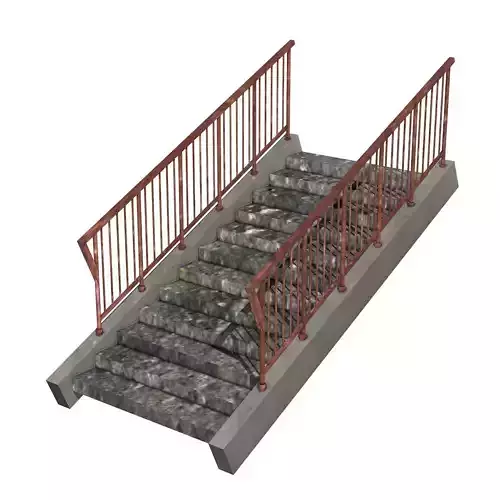 Stairs set of with metal railings