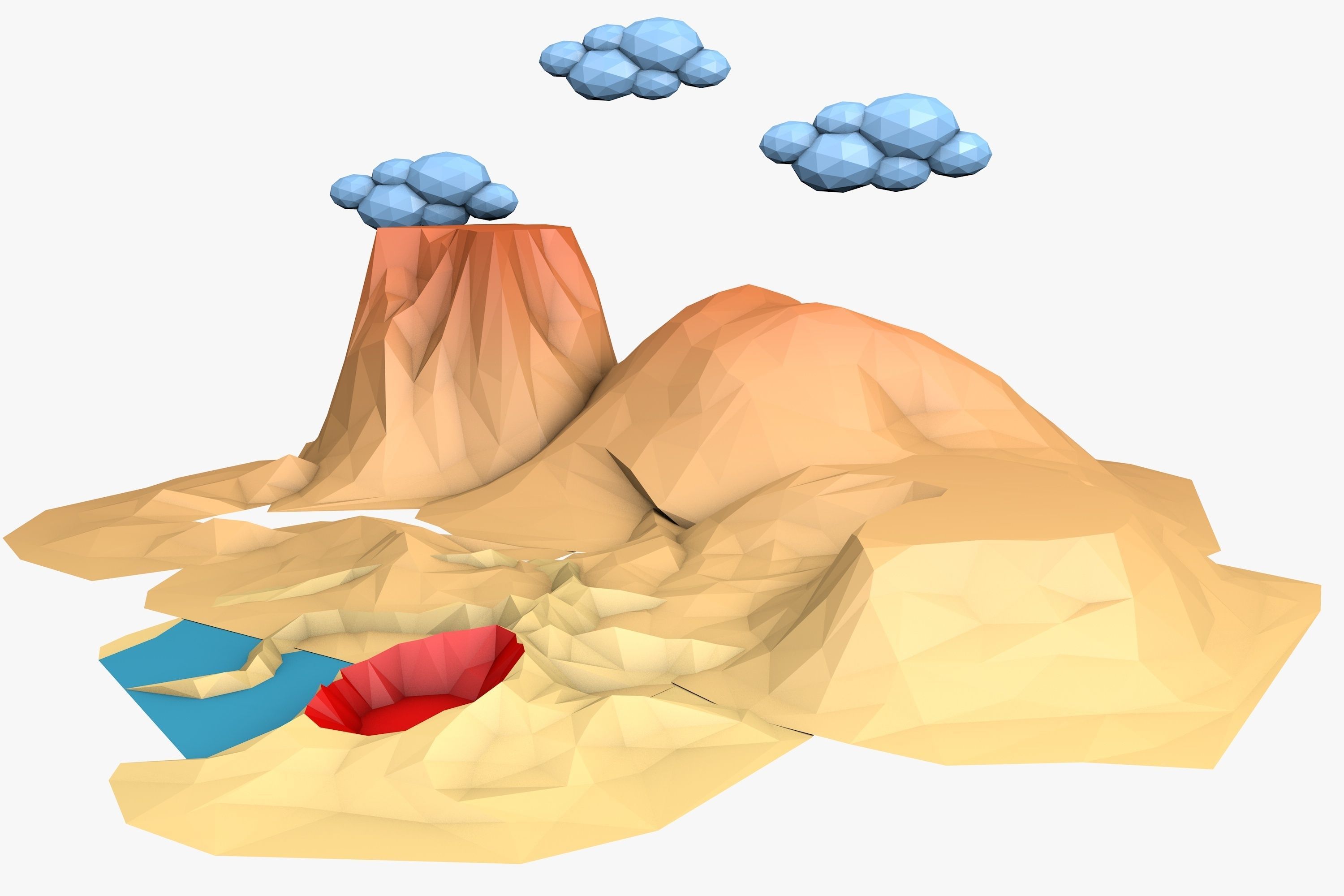 Landscape Low Poly volcano Low-poly 3D model_2